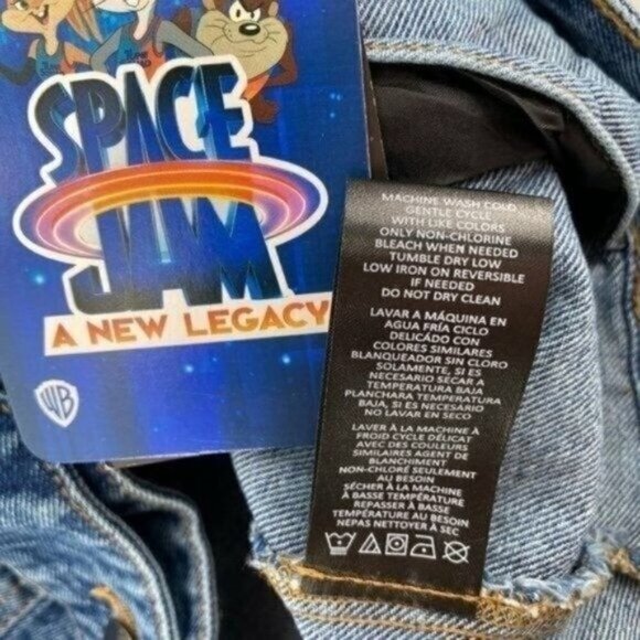 Members Only Looney Tunes Space Jam Denim Jean Bugs Bunny Medium Jacket NWT - Picture 8 of 12